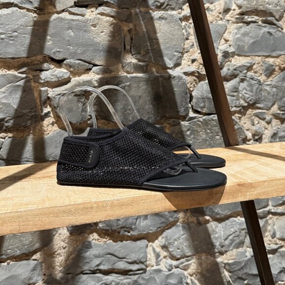 Alaia Shoes - Alaïa Black Fishnet Mesh Thong Sandals